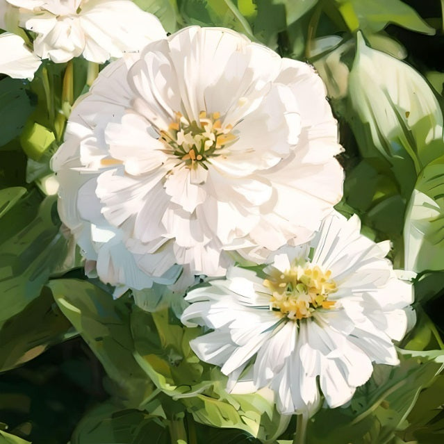 Zinnia Seeds - White Polar Bear - The Bamboo Seed