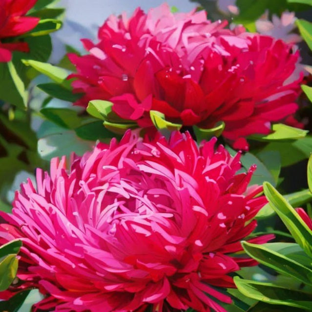 Aster Seeds - Callistephus Tall Paeony Duchess Scarlet – The Bamboo Seed